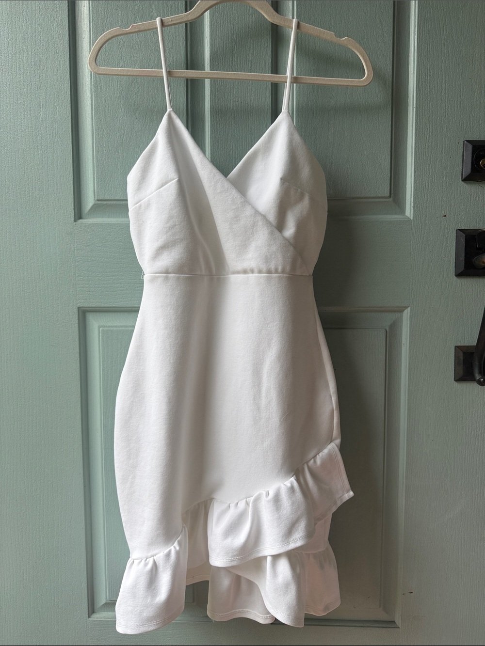 Lulu's White Ruffle-Hem Spaghetti Strap Dress